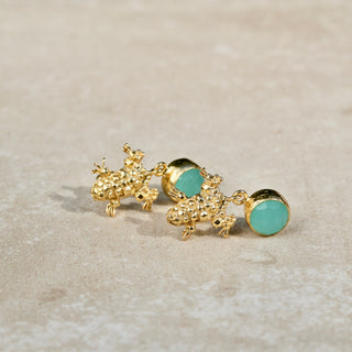 schmuck mit Tiermotive Frosch, Hängeohrringe mit Frosch Grüner Chalcedon,Geschenk für Ehefrau, Geschenk für Mama, Schwester, Oma, Weihnachtsgeschenk für sie, Geburtsstein Schmuck, Geschenk zum Geburtstag, Geschenk zum Hochzeitstag