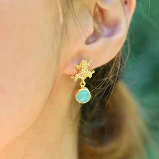 schmuck mit Tiermotive Frosch, Hängeohrringe mit Frosch Grüner Chalcedon,Geschenk für Ehefrau, Geschenk für Mama, Schwester, Oma, Weihnachtsgeschenk für sie, Geburtsstein Schmuck, Geschenk zum Geburtstag, Geschenk zum Hochzeitstag