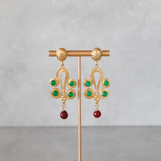 Boho Hippie Große Ohrringe mit Edelstein, Hold Hängeohrringe Groß, Statement Boho Ohrringe, Trend Boho chic Schmuck