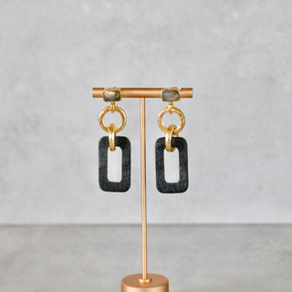 Hornohrringe mit Labradorit Naturstein, große Hängeohrringe Boho Stil,Geschenk für Ehefrau, Geschenk für Mama, Schwester, Oma, Weihnachtsgeschenk für sie, Geburtsstein Schmuck, Geschenk zum Geburtstag, Geschenk zum Hochzeitstag
