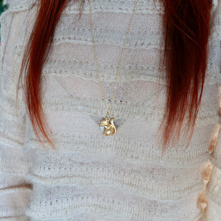 Eichhörnchen Halskette Gold Lang, Damen Geschenkidee, Vergoldeter schmuck, Weihnachtsgeschenk für sie, Geburtstagsgeschenk für sie, Geschenk für Mama, Kommunion geschenk für Mädchen