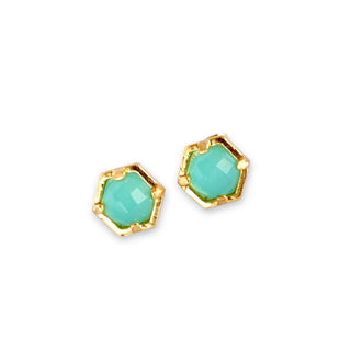 kleine grüne Chalcedon Ohrstecker Gold, Schöne kleine Geschenkidee für Frauen, Schmuckset,Geschenk für Ehefrau, Geschenk für Mama, Schwester, Oma, Weihnachtsgeschenk für sie, Geburtsstein Schmuck, Geschenk zum Geburtstag, Geschenk zum Hochzeitstag

