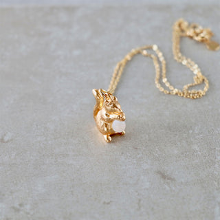 Eichhörnchen Halskette Gold Lang, Damen Geschenkidee, Vergoldeter schmuck, Weihnachtsgeschenk für sie, Geburtstagsgeschenk für sie, Geschenk für Mama, Kommunion geschenk für Mädchen