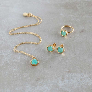 Schmuckset aus grünen Chalcedon