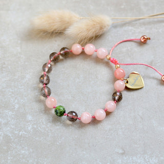Rauchquarz Jade Naturstein Perlenarmband, Freundschaftsarmband mit Stein, Apricot Farbe Perlen Armband ,Geschenk für Ehefrau, Geschenk für Mama, Schwester, Oma, Weihnachtsgeschenk für sie, Geburtsstein Schmuck, Geschenk zum Geburtstag, Geschenk zum Hochzeitstag
