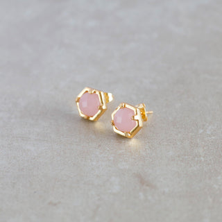 nachhaltiger schmuck/ Rosenquarz kleine Ohrstecker, Edelstein Ohrringe Gold /Schöne Geschenkidee für Frauen, Kleine zierliche schmuckGeschenk für Ehefrau, Geschenk für Mama, Schwester, Oma, Weihnachtsgeschenk für sie, Geburtsstein Schmuck, Geschenk zum Geburtstag, Geschenk zum Hochzeitstag
