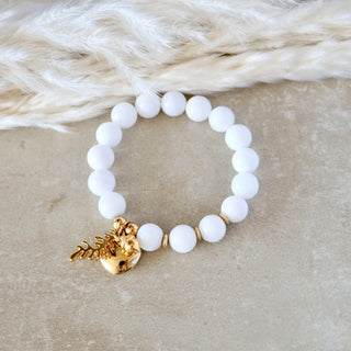Weiße Jade Perlenarmband