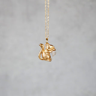 Eichhörnchen Halskette Gold Lang, Damen Geschenkidee, Vergoldeter schmuck, Weihnachtsgeschenk für sie, Geburtstagsgeschenk für sie, Geschenk für Mama, Kommunion geschenk für Mädchen