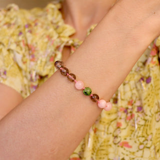 Rauchquarz Jade Naturstein Perlenarmband, Freundschaftsarmband mit Stein, Apricot Farbe Perlen Armband ,Geschenk für Ehefrau, Geschenk für Mama, Schwester, Oma, Weihnachtsgeschenk für sie, Geburtsstein Schmuck, Geschenk zum Geburtstag, Geschenk zum Hochzeitstag
