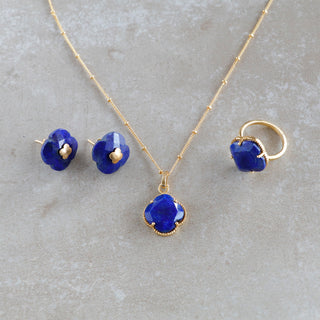 Vierblättrigen Kleeblatt Schmuck Halskette mit Lapislazuli Anhänger, Gold Halskette Zierlich,Geschenk für Ehefrau, Geschenk für Mama, Schwester, Oma, Weihnachtsgeschenk für sie, Geburtsstein Schmuck, Geschenk zum Geburtstag, Geschenk zum Hochzeitstag, Kleeblatt Schmuck Set.
