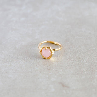 Bienenwabe Rosenquarz Ring - Herzbote