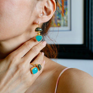 Halbmond Labradorite Chalcedon Ring - Herzbote