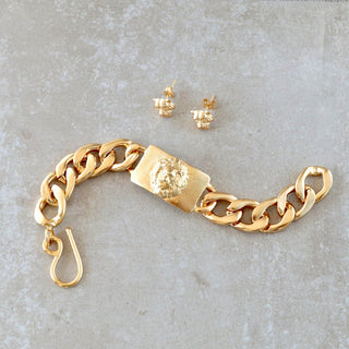 Löwe Armkette - Herzbote- Gold Dickes ketten Armband